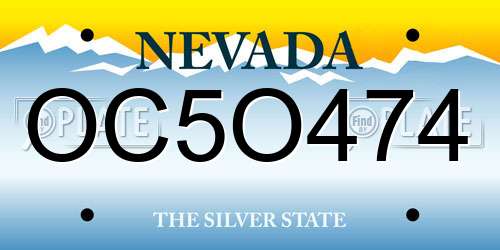OC5O474 Nevada License Plate