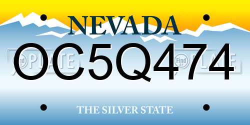 OC5Q474 Nevada License Plate