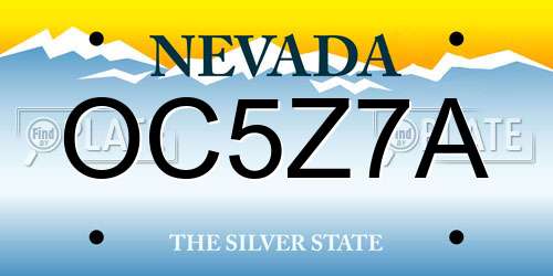 OC5Z7A Nevada License Plate