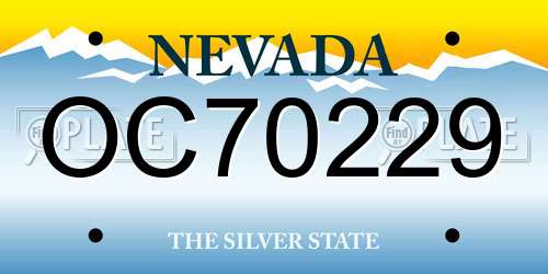 OC70229 Nevada License Plate