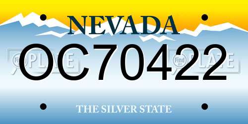 OC70422 Nevada License Plate