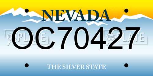 OC70427 Nevada License Plate