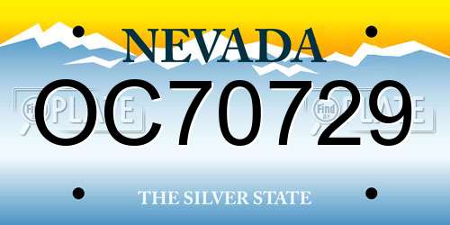 OC70729 Nevada License Plate