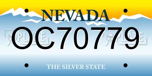 OC70779 Nevada License Plate
