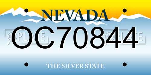 OC70844 Nevada License Plate
