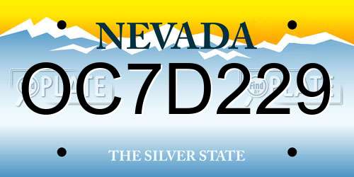 OC7D229 Nevada License Plate