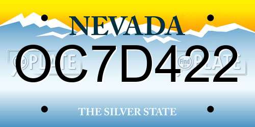 OC7D422 Nevada License Plate