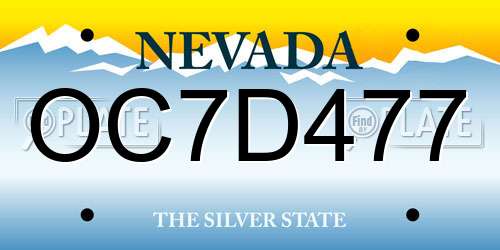 OC7D477 Nevada License Plate
