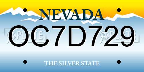 OC7D729 Nevada License Plate