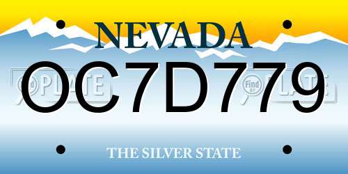OC7D779 Nevada License Plate