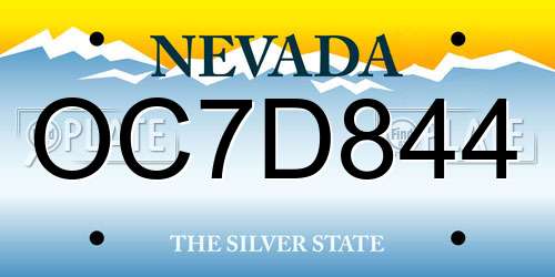 OC7D844 Nevada License Plate