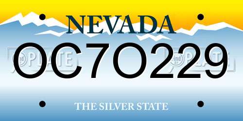 OC7O229 Nevada License Plate