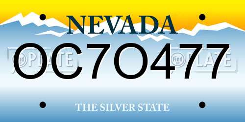 OC7O477 Nevada License Plate