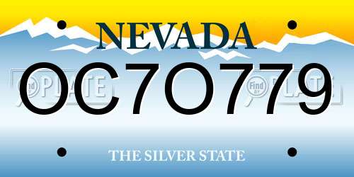 OC7O779 Nevada License Plate