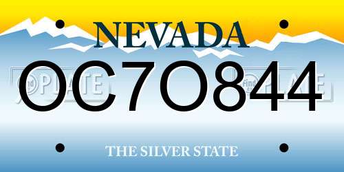 OC7O844 Nevada License Plate