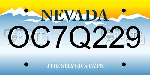 OC7Q229 Nevada License Plate