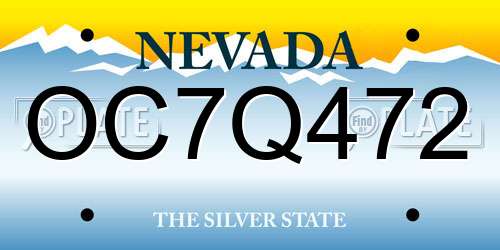 OC7Q472 Nevada License Plate