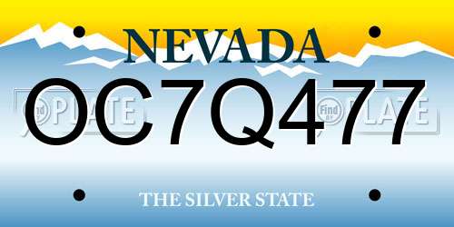 OC7Q477 Nevada License Plate