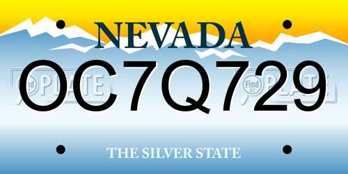 OC7Q729 Nevada License Plate
