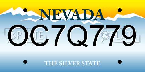 OC7Q779 Nevada License Plate