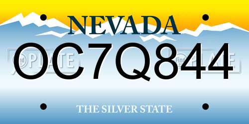 OC7Q844 Nevada License Plate