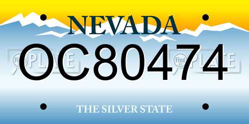 OC80474 Nevada License Plate