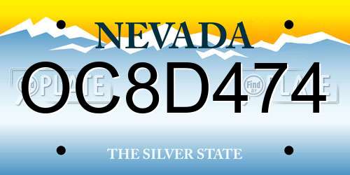 OC8D474 Nevada License Plate