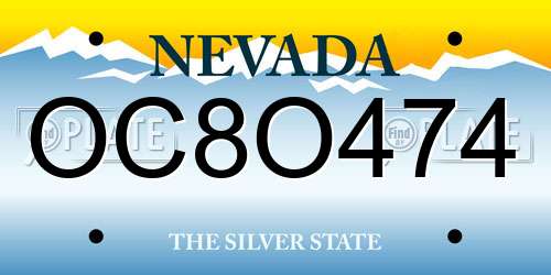 OC8O474 Nevada License Plate