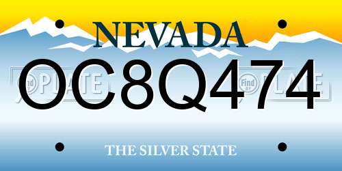 OC8Q474 Nevada License Plate