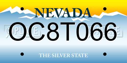 OC8T066 Nevada License Plate