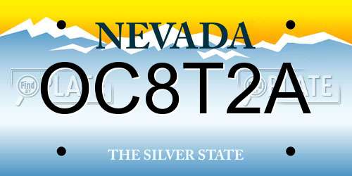 OC8T2A Nevada License Plate