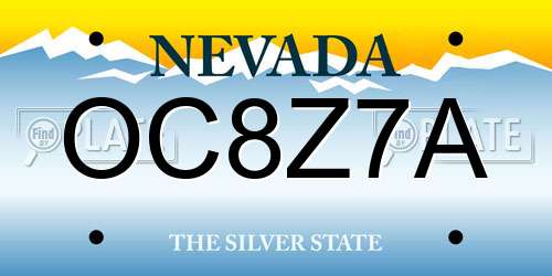 OC8Z7A Nevada License Plate