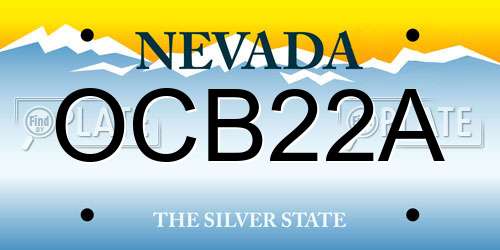 OCB22A Nevada License Plate