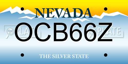 OCB66Z Nevada License Plate
