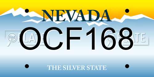 OCF168 Nevada License Plate