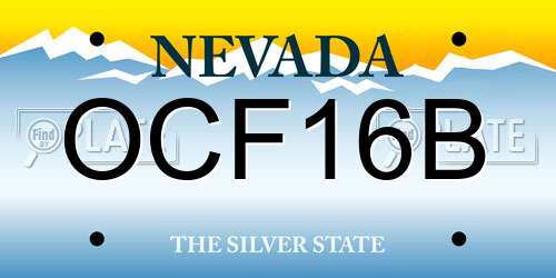 OCF16B Nevada License Plate