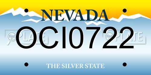 OCI0722 Nevada License Plate