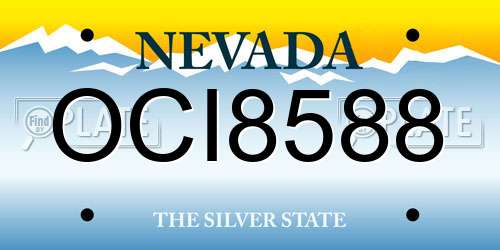 OCI8588 Nevada License Plate