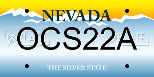 OCS22A Nevada License Plate