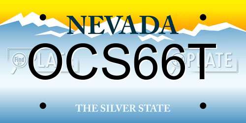 OCS66T Nevada License Plate