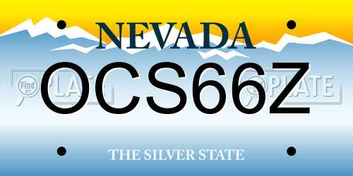 OCS66Z Nevada License Plate