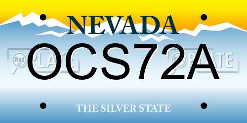 OCS72A Nevada License Plate