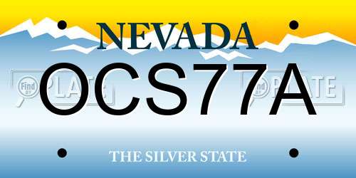 OCS77A Nevada License Plate
