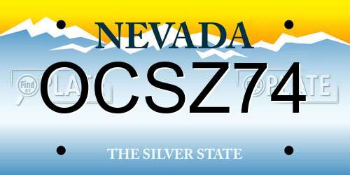 OCSZ74 Nevada License Plate