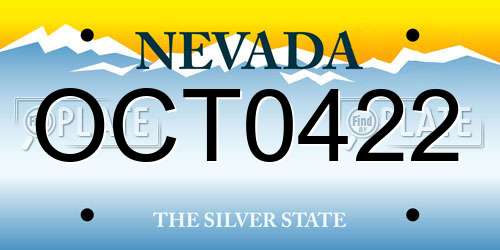 OCT0422 Nevada License Plate