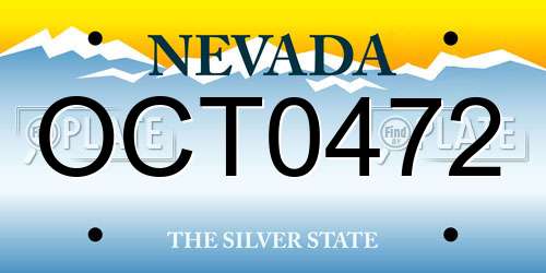 OCT0472 Nevada License Plate