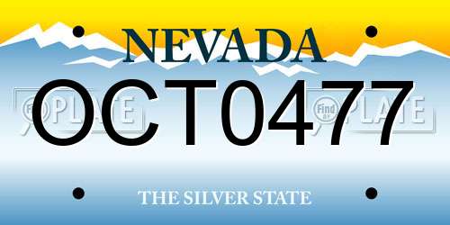 OCT0477 Nevada License Plate