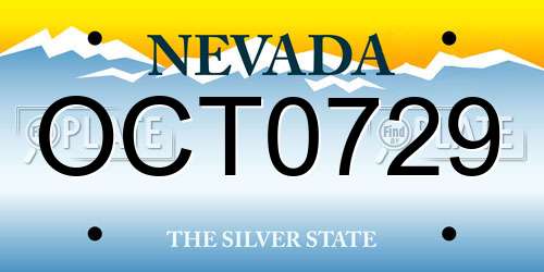 OCT0729 Nevada License Plate