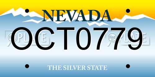 OCT0779 Nevada License Plate