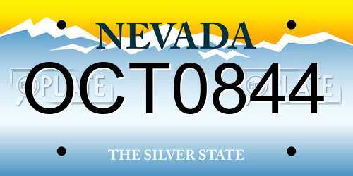 OCT0844 Nevada License Plate
